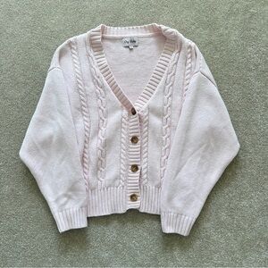 Cry Baby Pink Cable Knit Cardigan Sweater